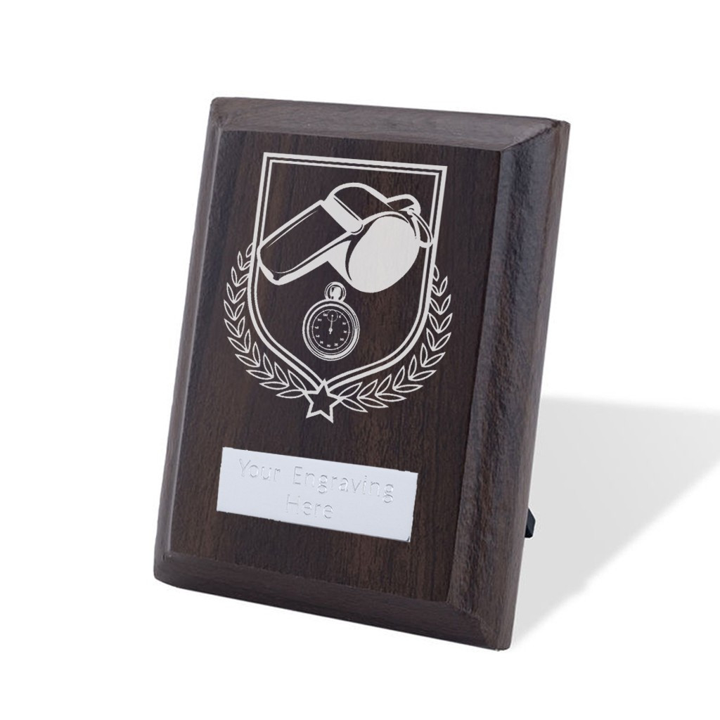 UV Colour Printed Referee Walnut Plaque with Strut