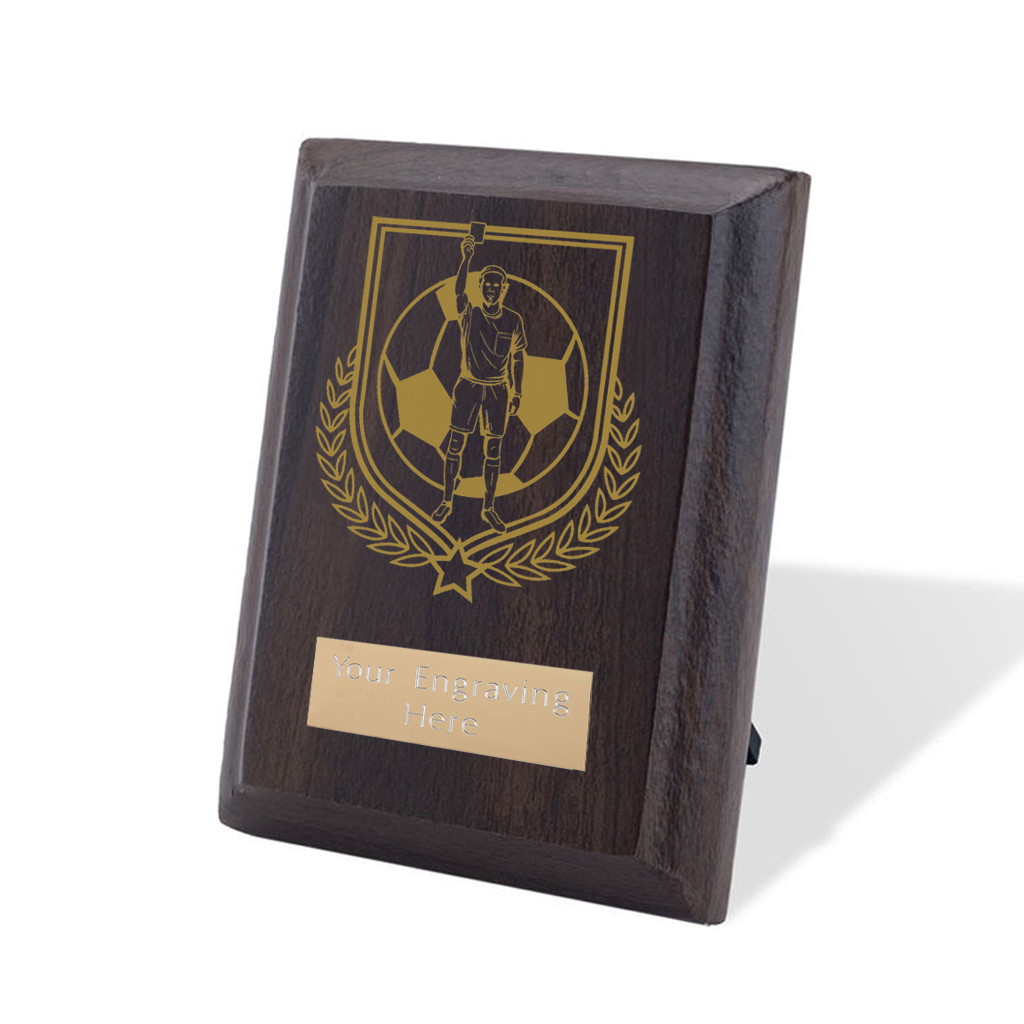 UV Colour Printed Referee Walnut Plaque with Strut
