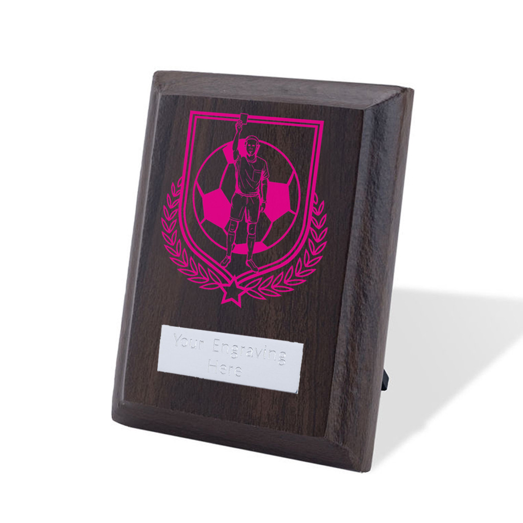 UV Colour Printed Referee Walnut Plaque with Strut
