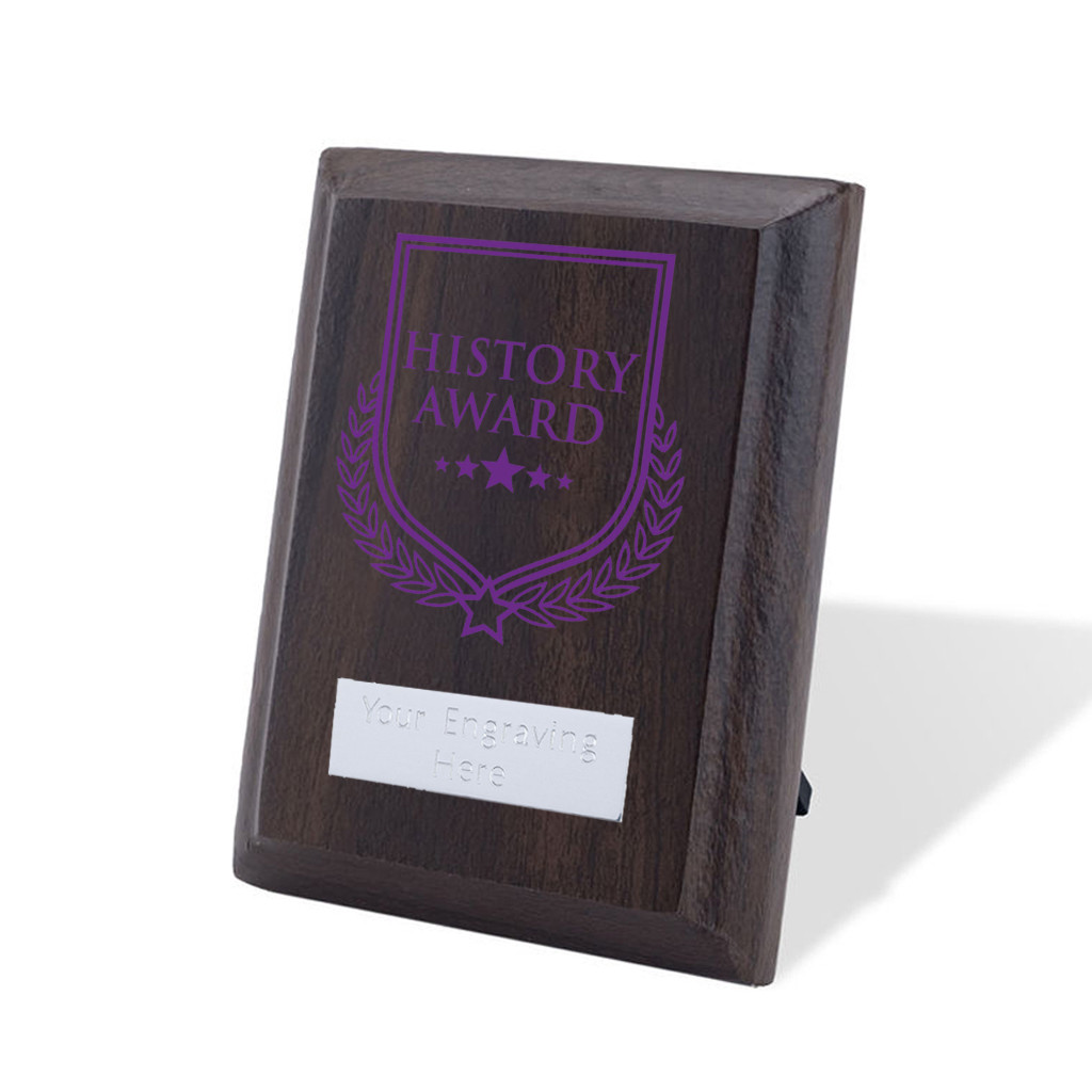 UV Colour Printed History Award Walnut Plaque with Strut