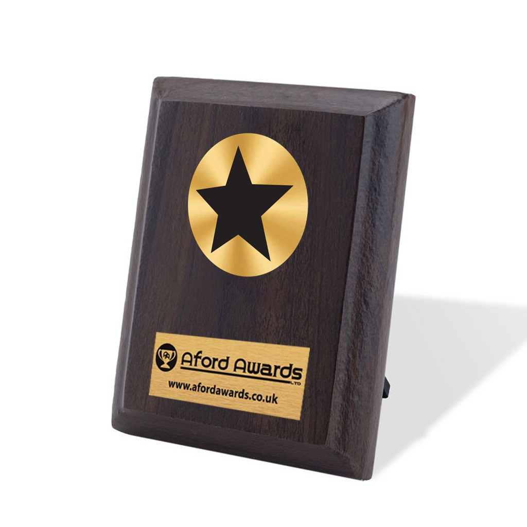 Star Walnut Plaque with Strut