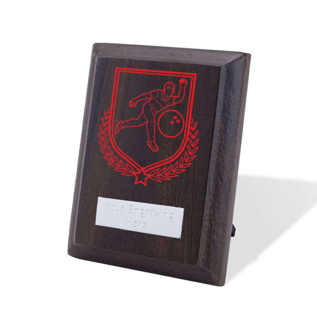 UV Colour Printed Ten Pin Bowling Walnut Plaque with Strut