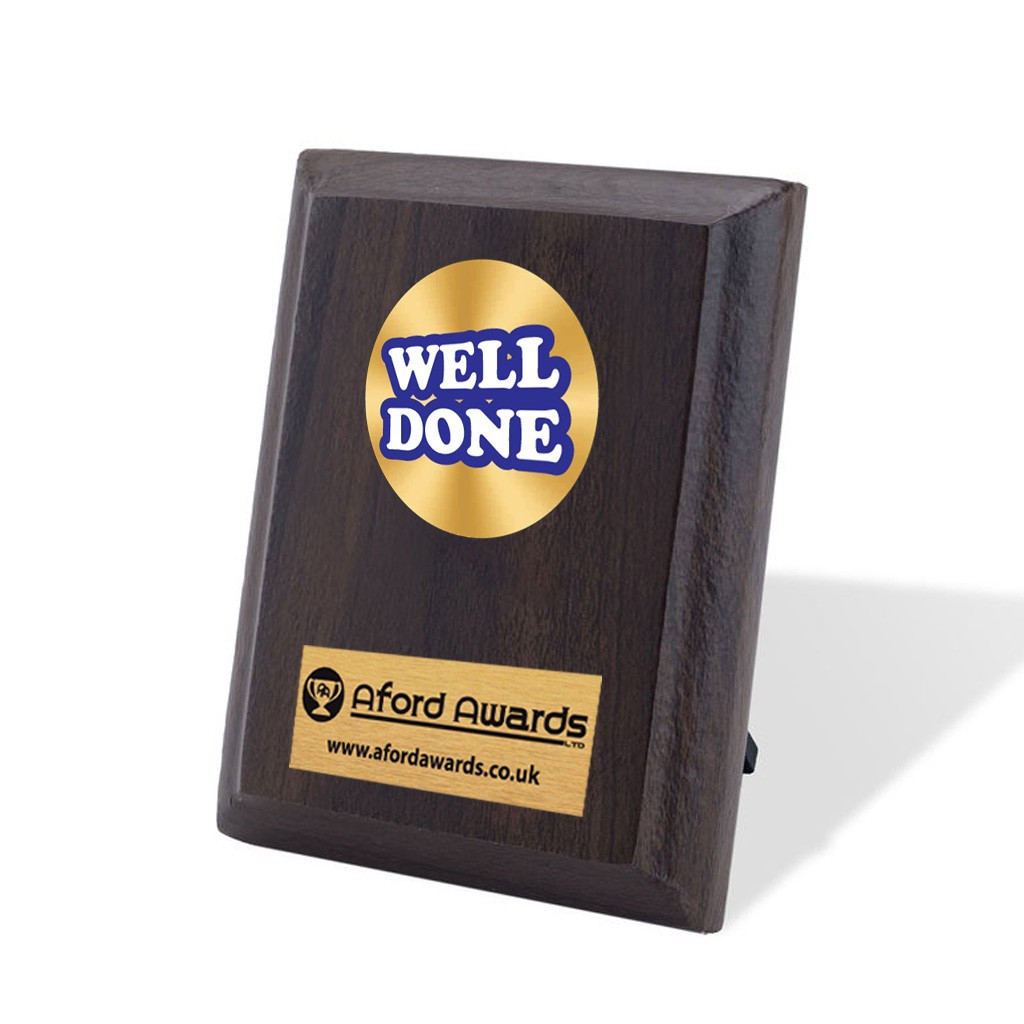 Well Done Walnut Plaque with Strut