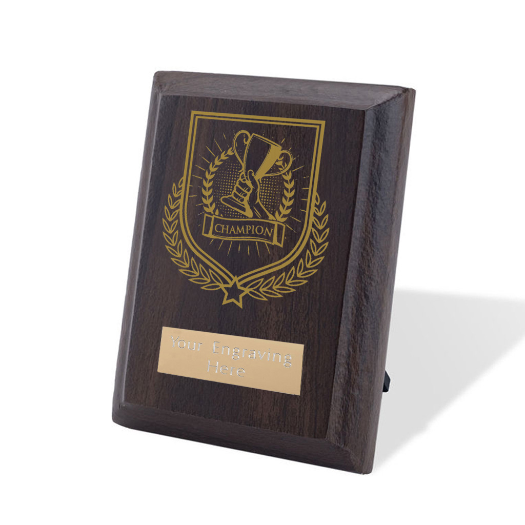 UV Colour Printed Champion Walnut Plaque with Strut
