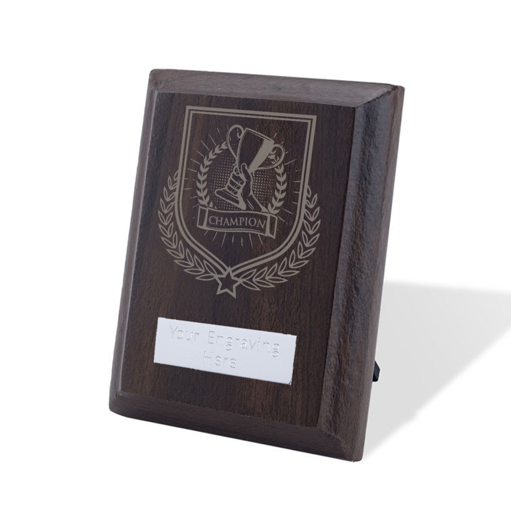 UV Colour Printed Champion Walnut Plaque with Strut