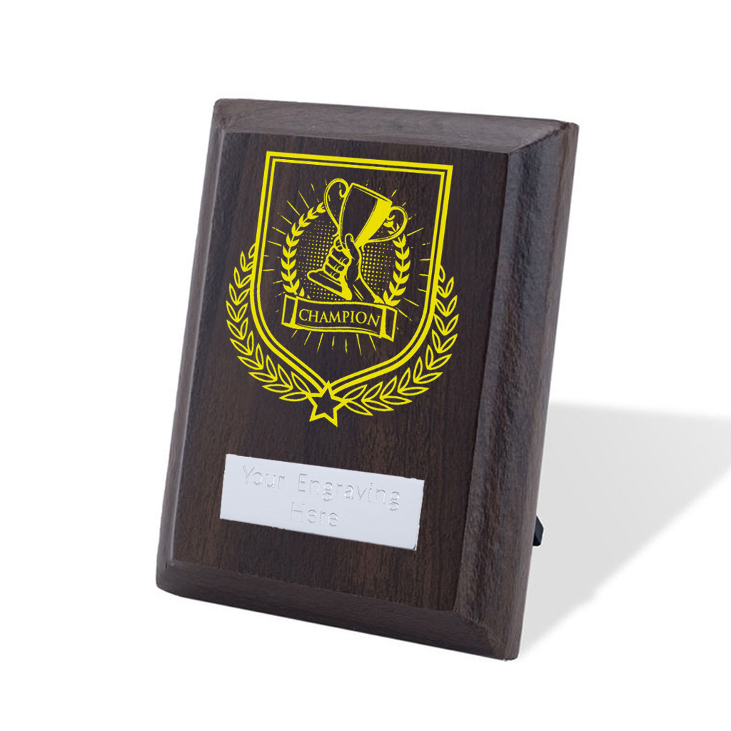 UV Colour Printed Champion Walnut Plaque with Strut