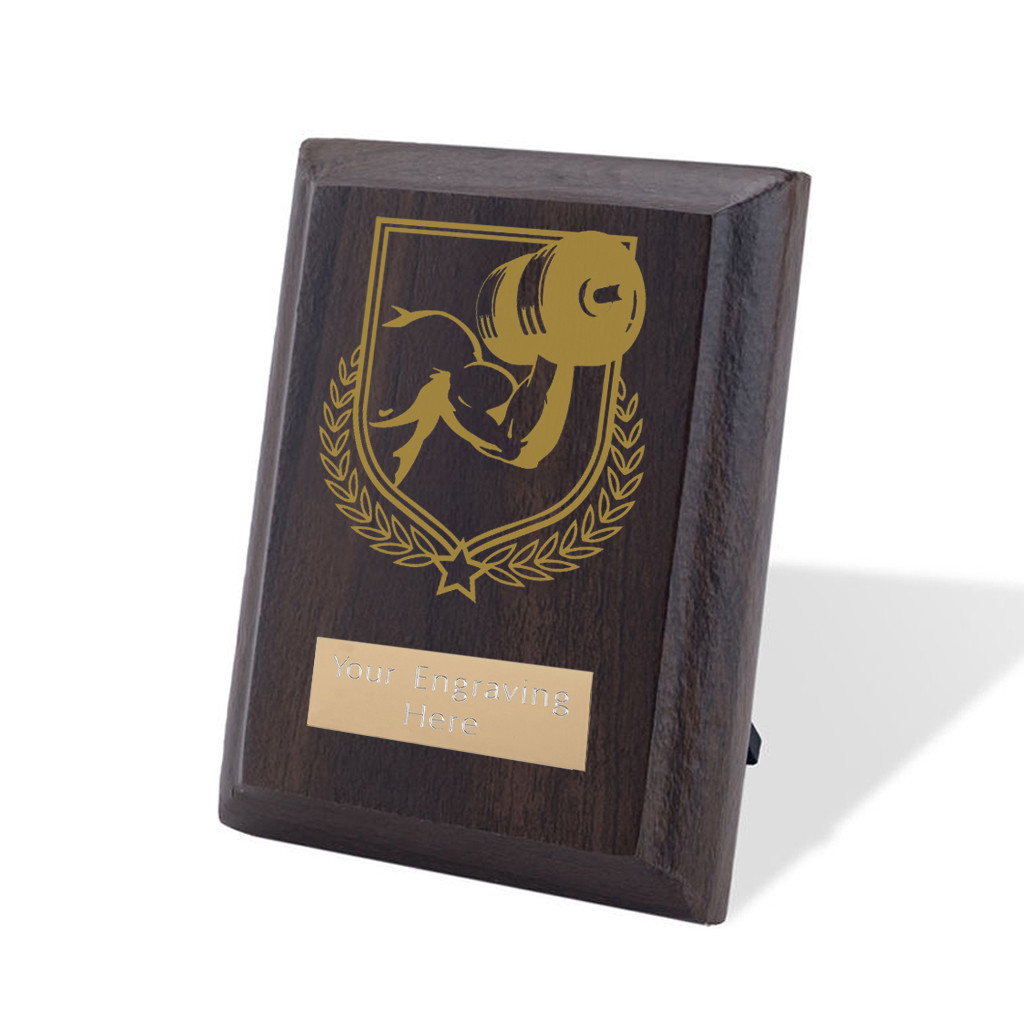 UV Colour Printed Weightlifting Walnut Plaque with Strut