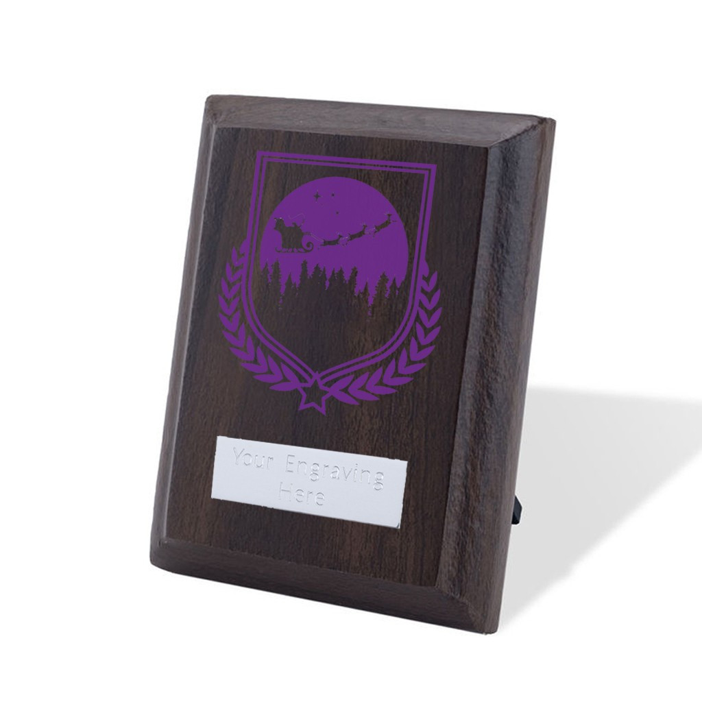 UV Colour Printed Christmas Walnut Plaque with Strut