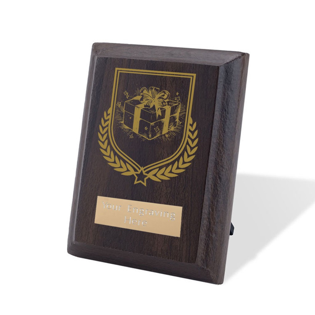 UV Colour Printed Christmas Walnut Plaque with Strut