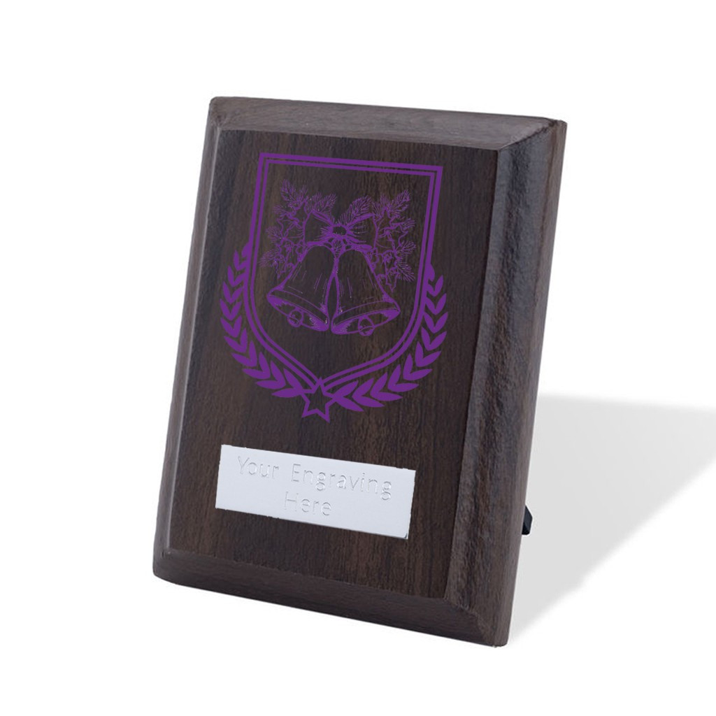 UV Colour Printed Christmas Walnut Plaque with Strut