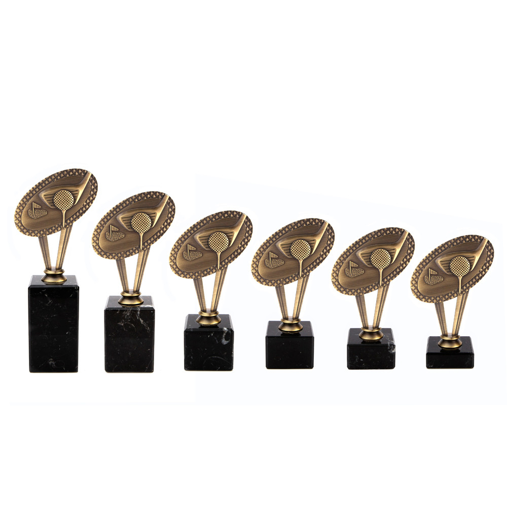 Antique Gold Metal Golf Award on Marble Base