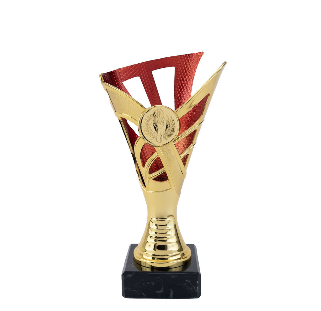 Gold and Red Plastic Cup with Centre Holder on Marble Base 