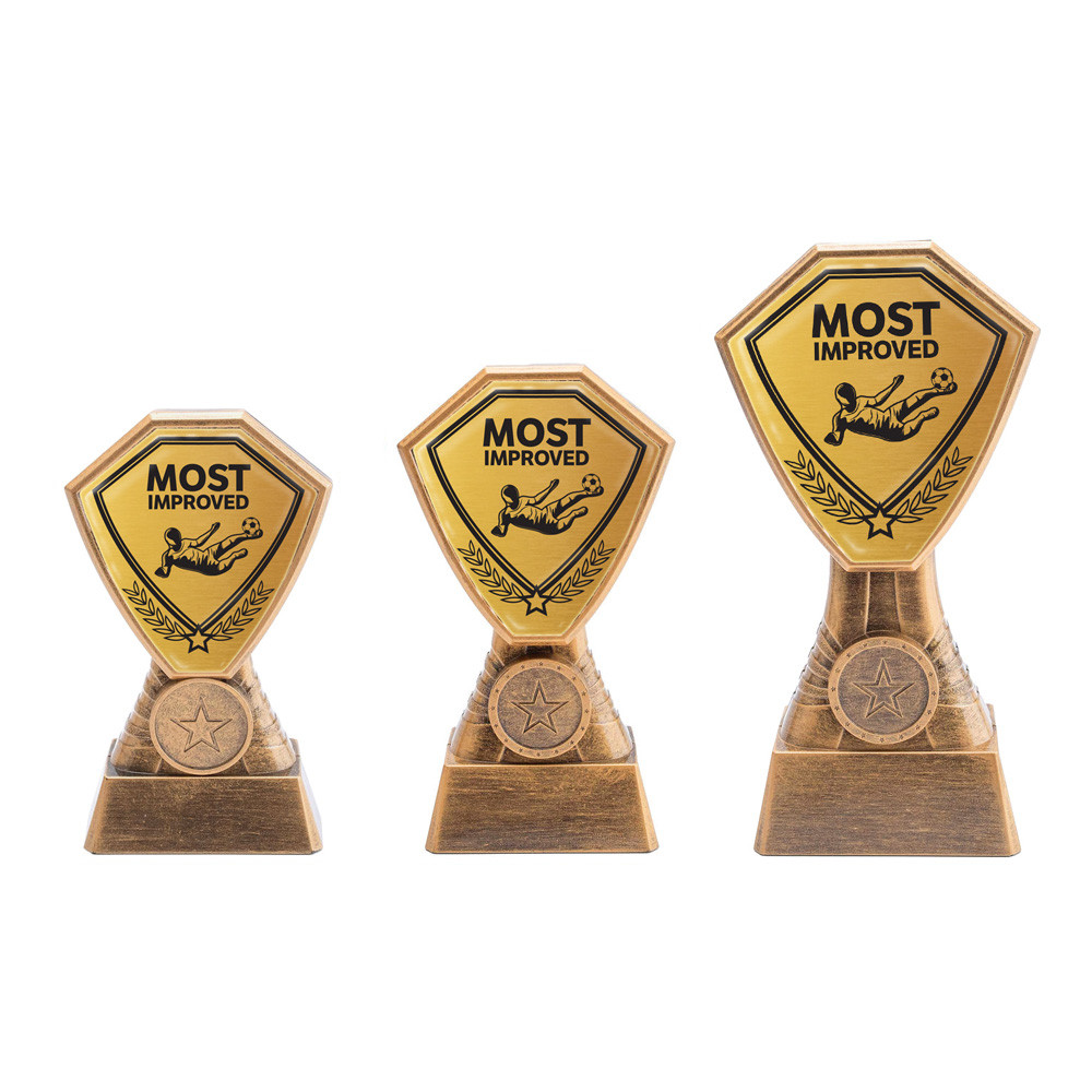 Antique Gold Most Improved Football Plastic Tower