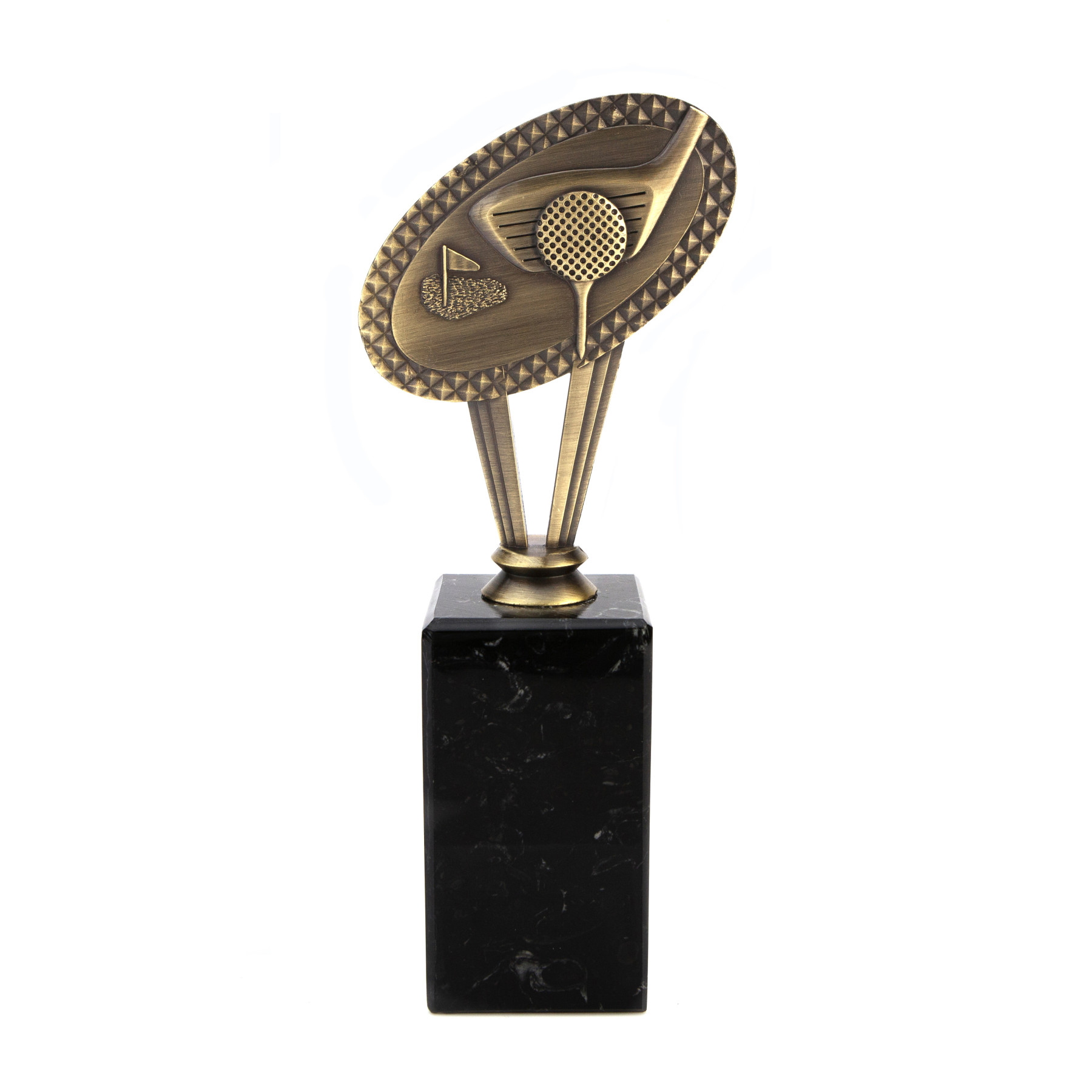 Antique Gold Metal Golf Award on Marble Base