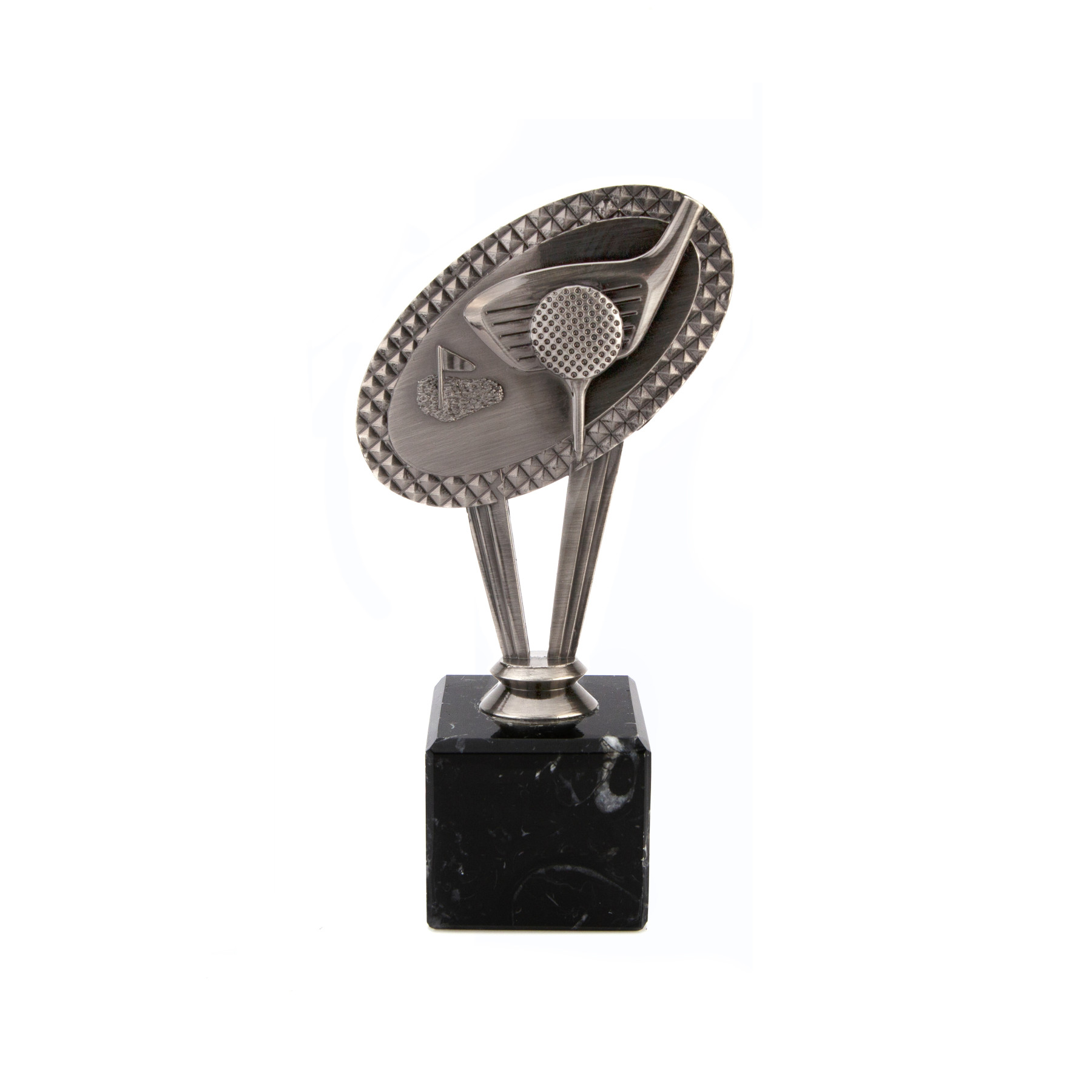 Antique Silver Metal Golf Award on Marble Base