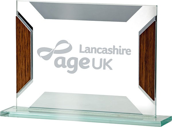 Rectangle Glass Award with Wood Detail