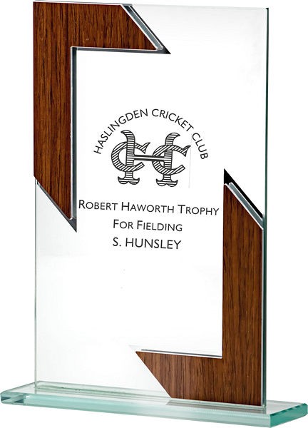 Rectangle Glass Award with Wood Detail