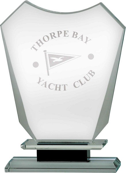 Clear Glass Shield on Black Base Award