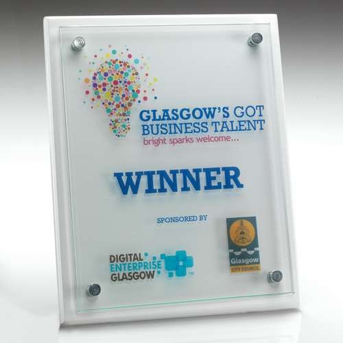 White Plaque with 6mm Glass Plaque Attached to Front