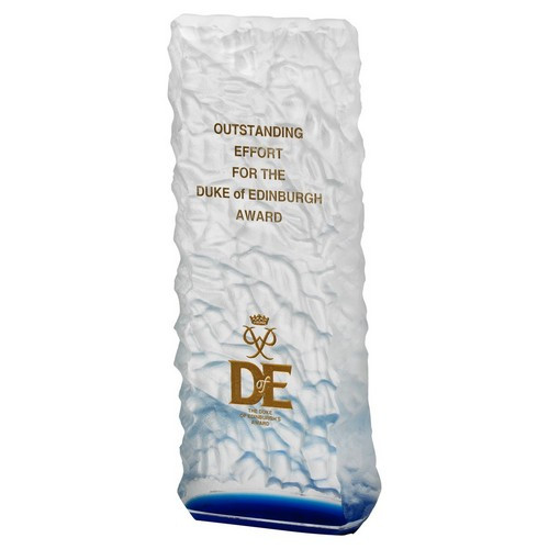 Colour Printed Clear/Blue Glass Rock Column 