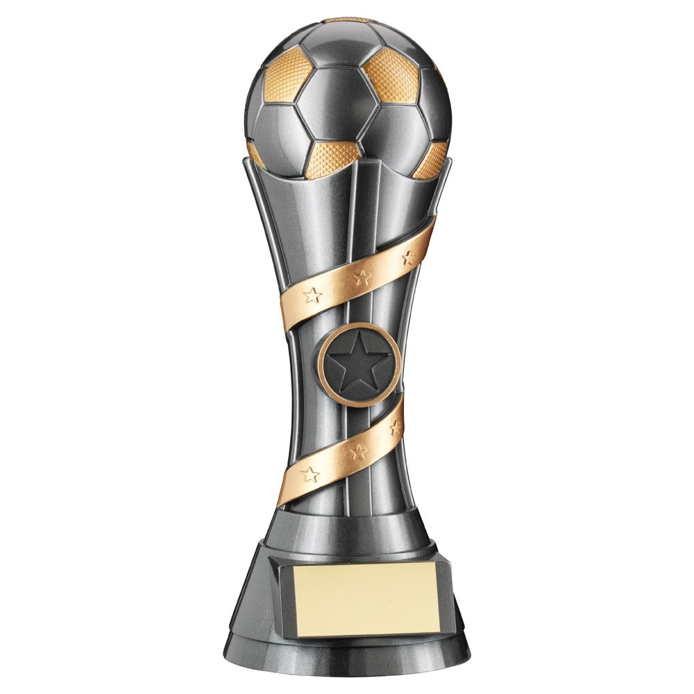 Gunmetal Grey and Gold Plastic Football Trophy