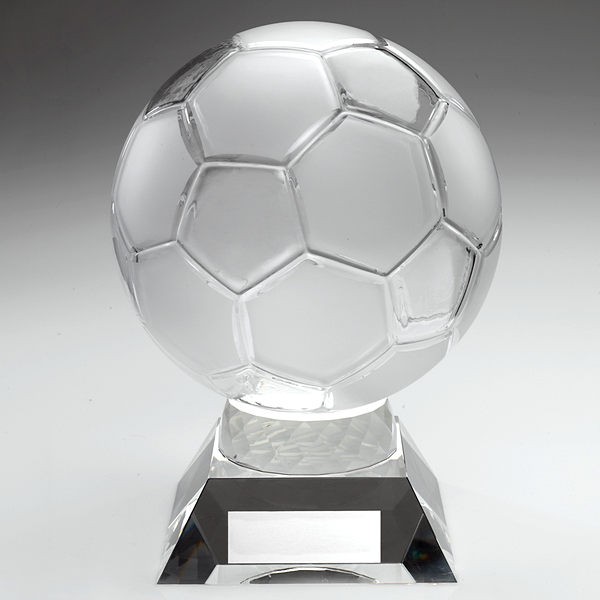 Large Clear Glass Football Trophy