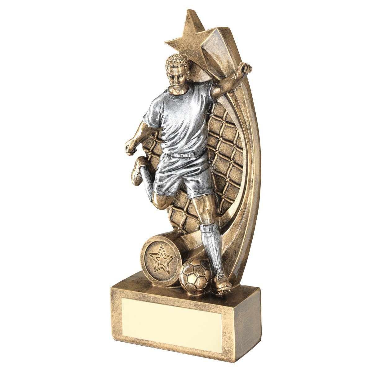 Brz/Pew Male Football Figure On Star Net Backing With Plate 