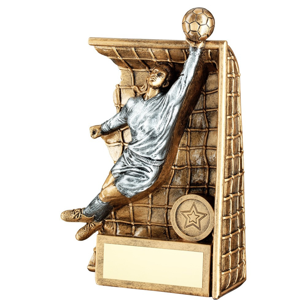 Antique Bronze Female Keeper in Goal Trophy