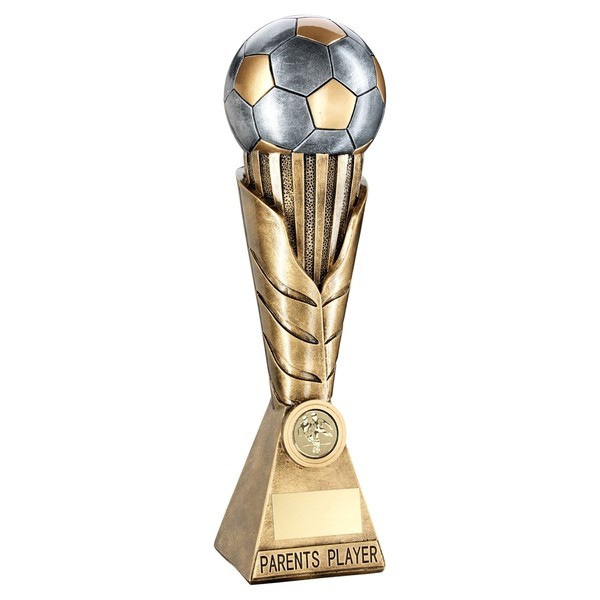 Bronze / Pewter Football on Leaf Burst Column Trophy - Parents Player