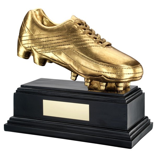 Antique Gold Premium Football Boot On Black Base Trophy 