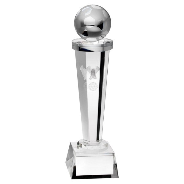 Clear Glass Column With Lasered Football Image Trophy 