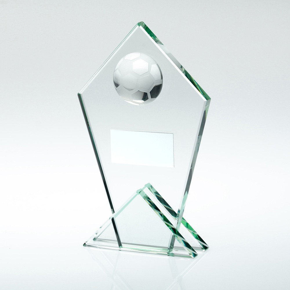 Jade Glass Pointed Plaque with Half Football