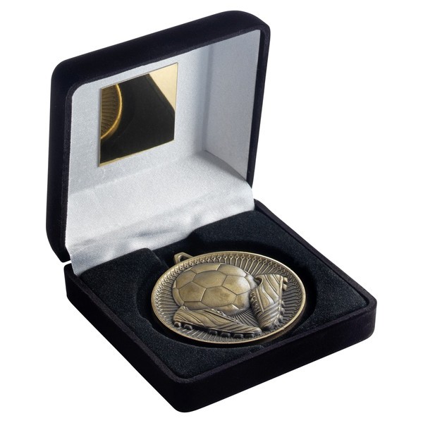 Black Velvet Box and 60mm Football Medal