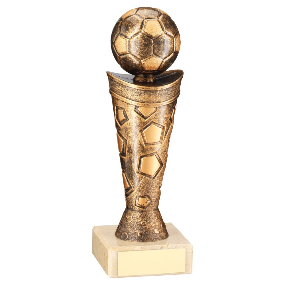 Antique Bronze Football Figure on Cream Marble Base