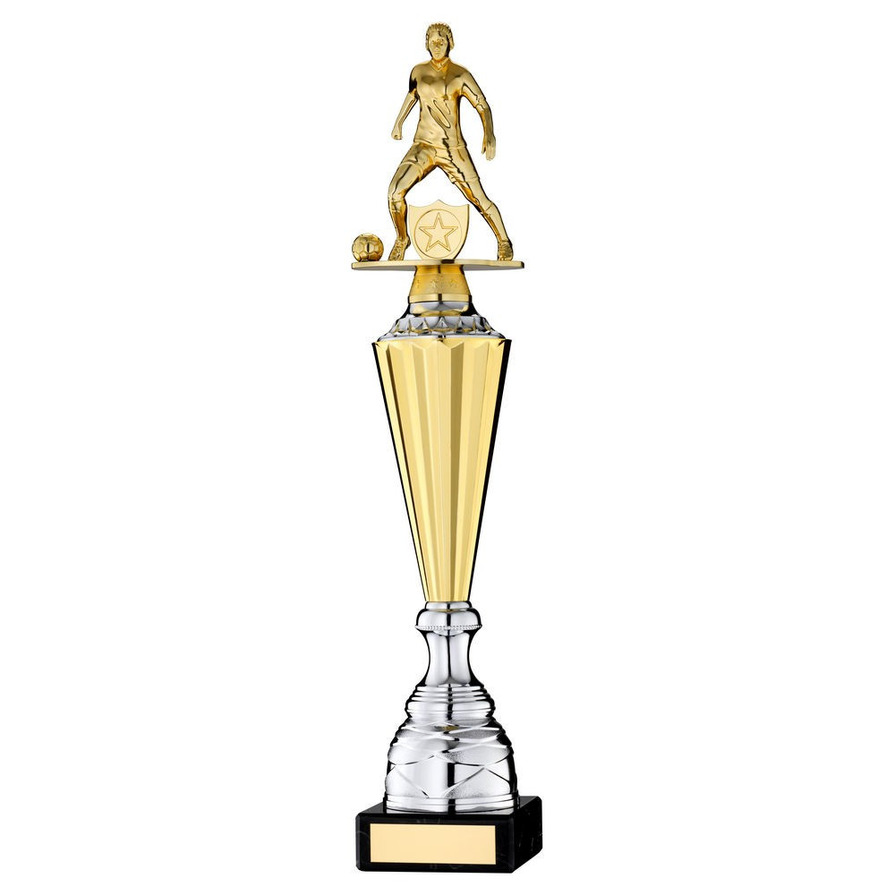 Gold Plastic Female Football Figure on Gold/Silver Trophy