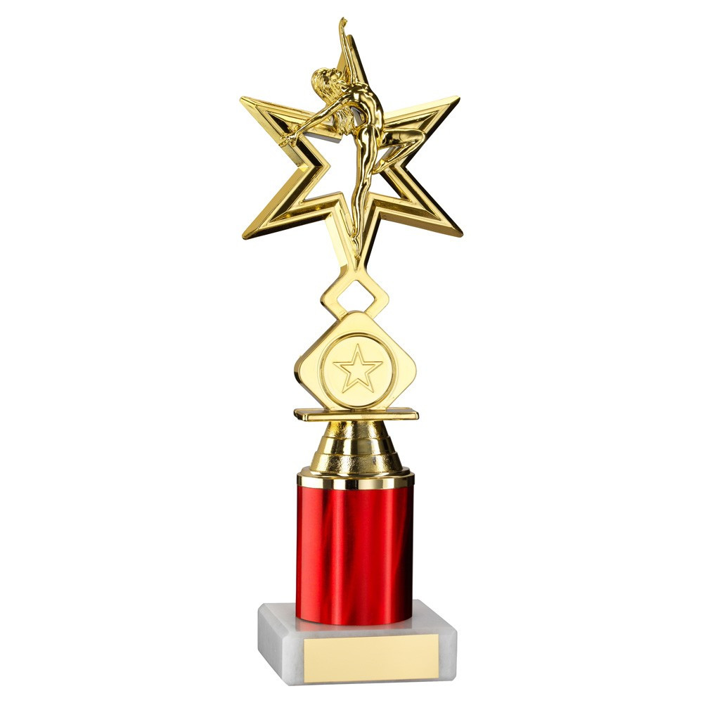 Gold and Red Dance Star Figure on Marble Base