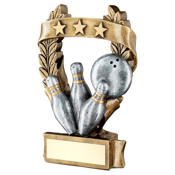 Bronze / Gold Ten Pin 3 Star Wreath Trophy