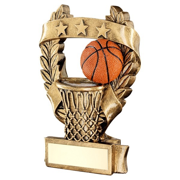 Bronze / Gold Basketball 3 Star Wreath Trophy