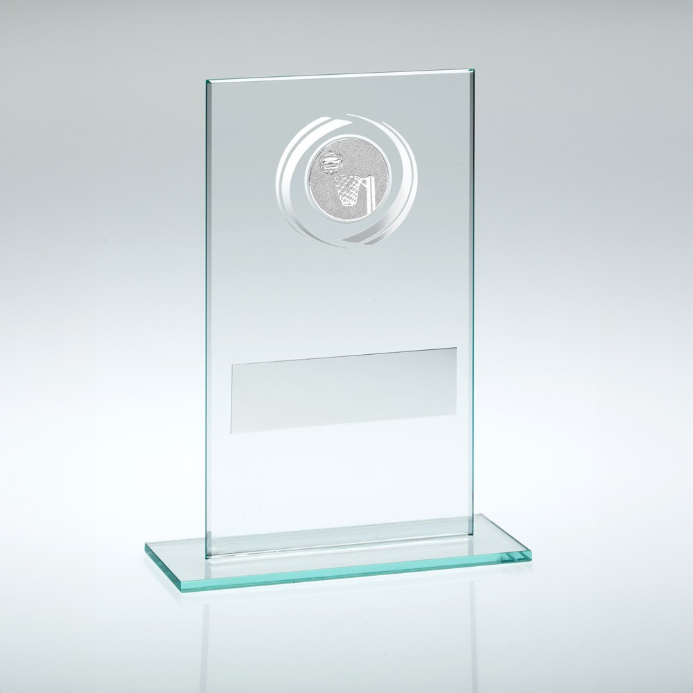 Silver Jade Glass Award with Netball Insert