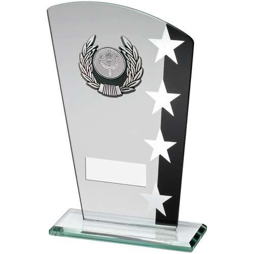 Jade/Black/Silver Glass Plaque with Silver/Black Trim