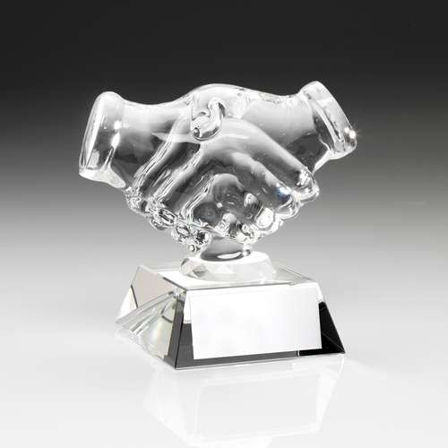 Clear Glass 'Handshake' Trophy