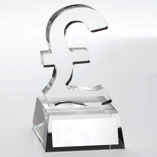 Clear Glass 'Pound Sign' Trophy
