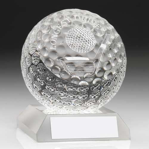 Clear Glass Golf Ball Trophy