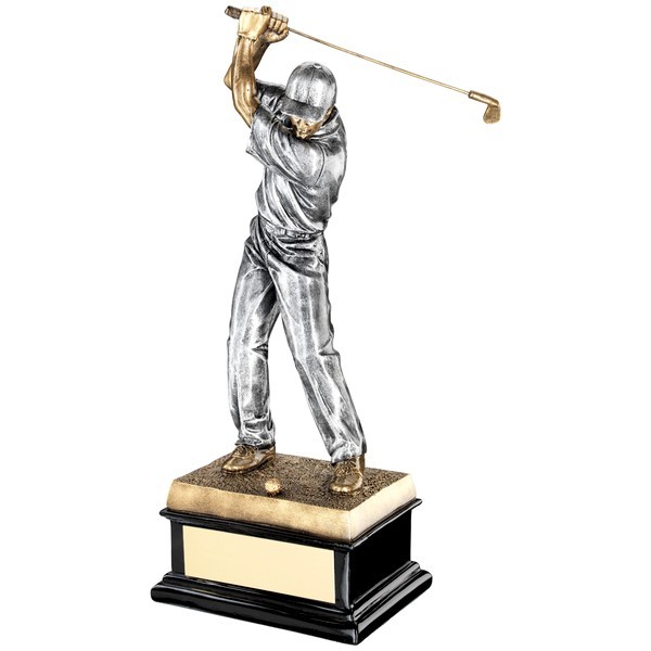 Bronze 'Back Swing' Golfer On Black Base Trophy