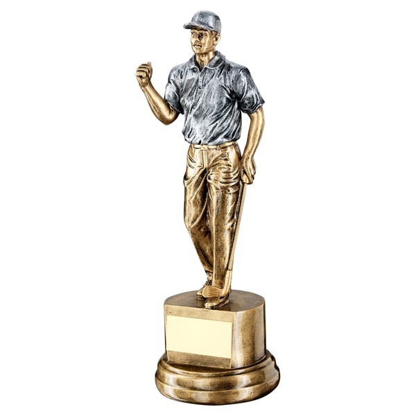 Bronze / Pewter Male Clenched Fist Golfer Trophy