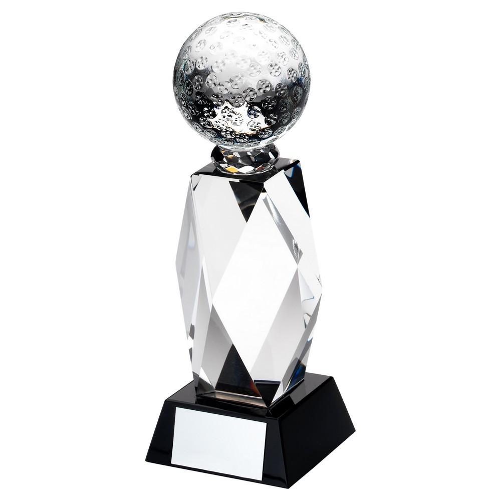 Clear Glass Column And Golf Ball Black Base  