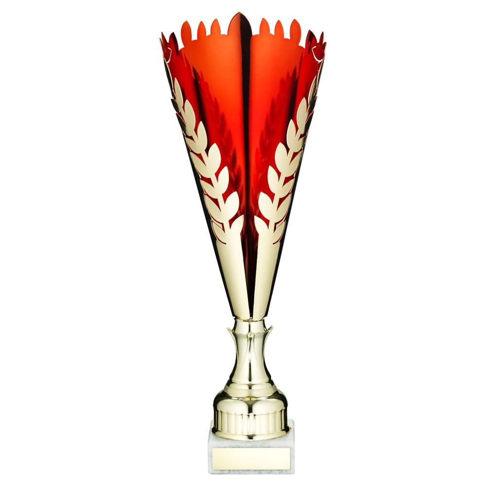 Gold and Red Metal Wreath Trophy Cup