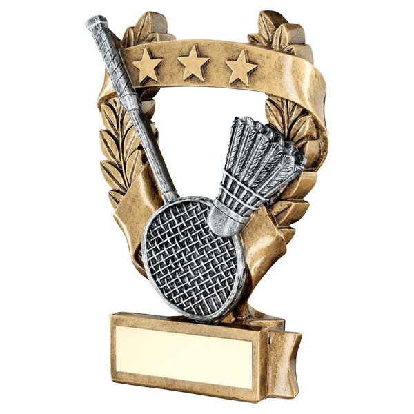 Bronze / Pewter Badminton 3 Star Wreath Trophy