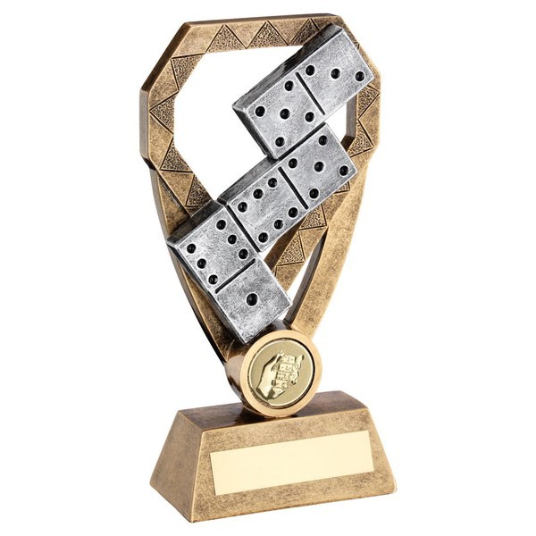 Bronze/Pewter/Gold Dominoes On Diamond Trophy 