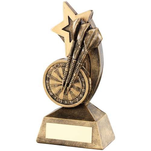 Bronze/Gold Dartboard/Darts with Shooting Star Trophy